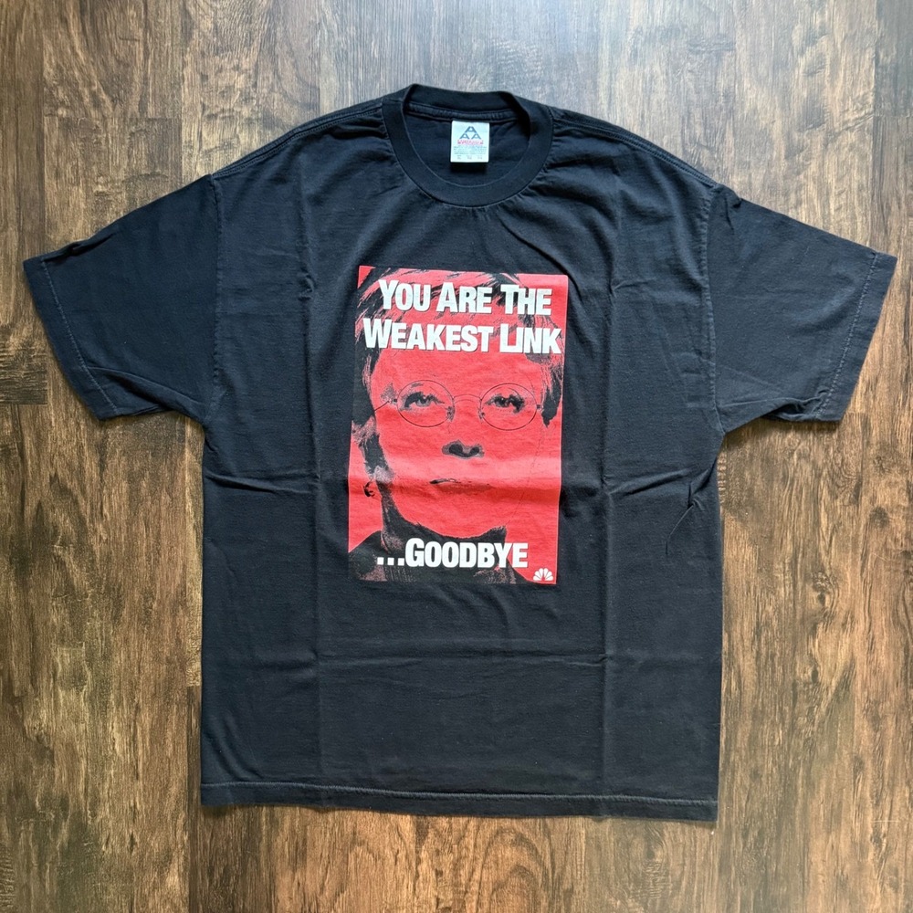 Vintage The Weakest Link Anne Robinson T-Shirt NBC TV Game Show Graphic Tee L/XL